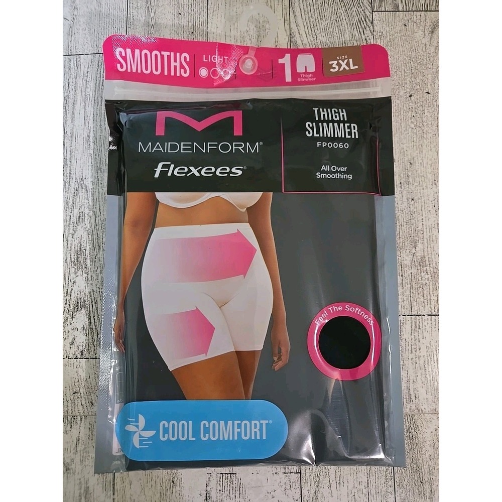 Maidenform Thigh Slimmer Flexees 3XL Light Cool Comfort Womens Black NEW